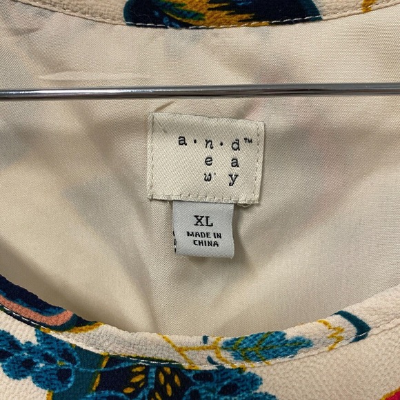 A New Day Floral Mini‎ Dress XL Ruffled Elastic Waist Pockets Lined Multi Color - Picture 4 of 7